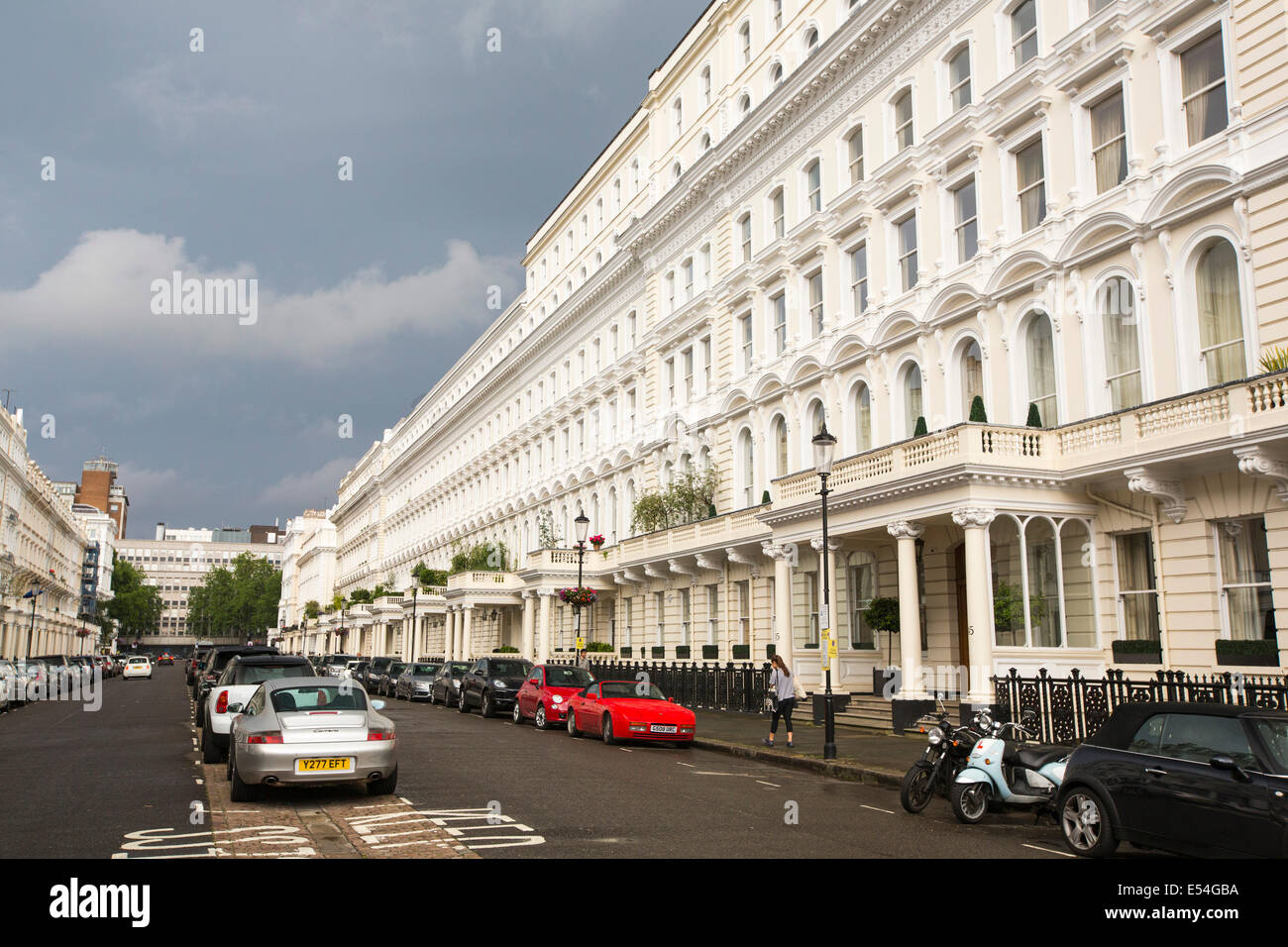 Queens Gate terrace, an exclusive address of very expensive houses in SW7 , London, UK. Stock Photo