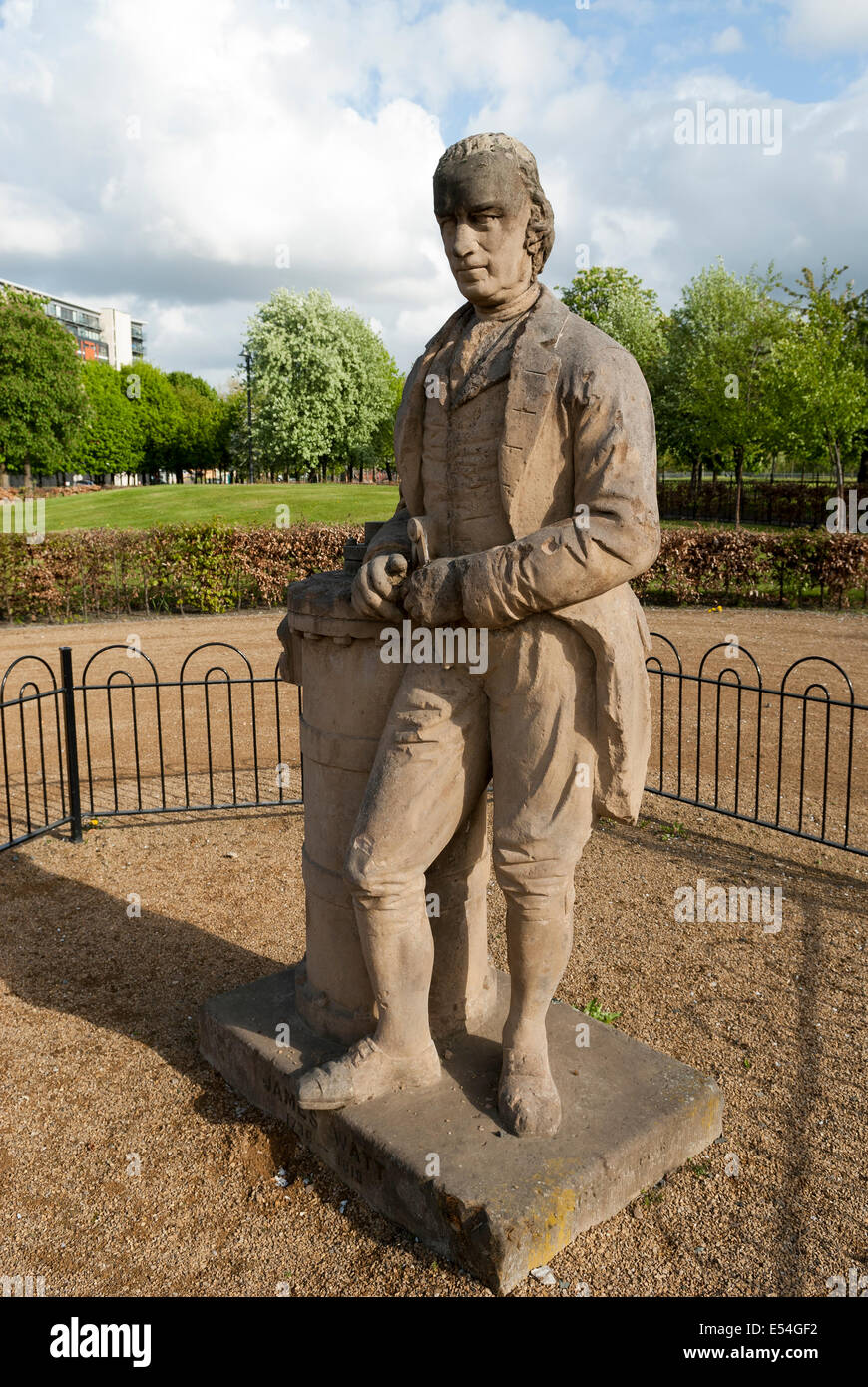 James Watt statue in front of the People's Palace on Glasgow Green Stock Photo