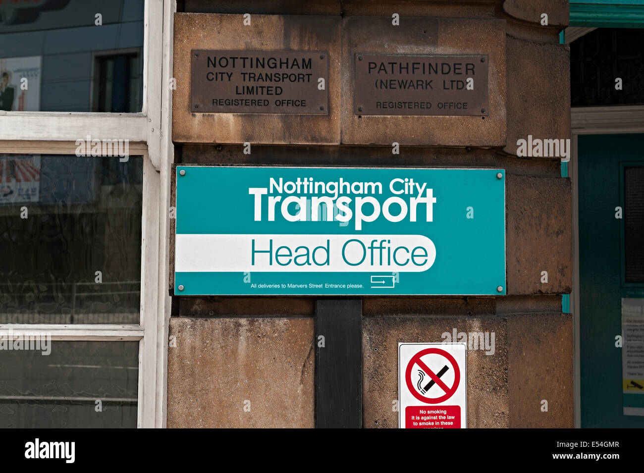 Nottingham city transport head office sign Stock Photo