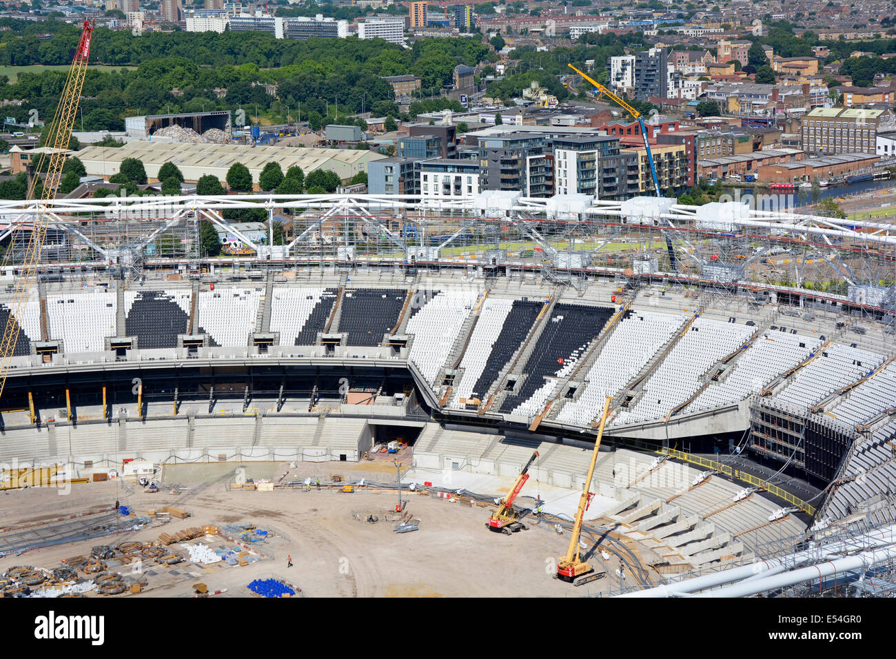 London Olympic stadium being converted for use by West Ham United Football Club and British Athletics Stock Photo