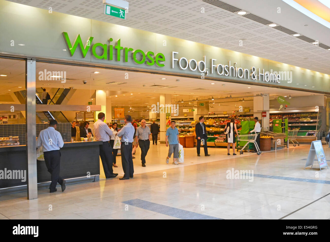 Waitrose food fashion & home store in London Docklands shopping mall catering for large concentration of office workers in Canary Wharf England UK Stock Photo