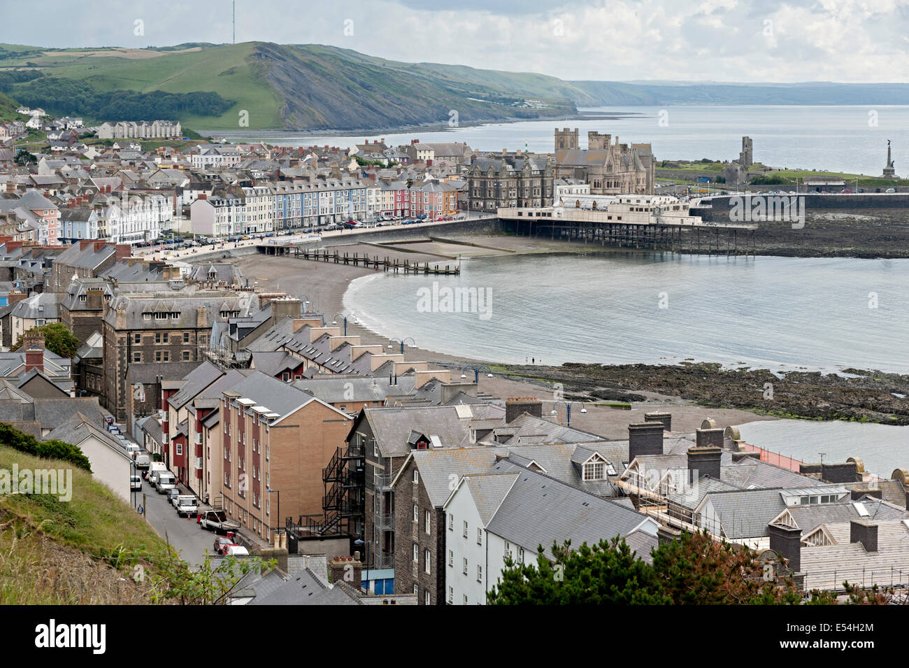 aberystwyth sea front wales from constitution hill Stock Photo