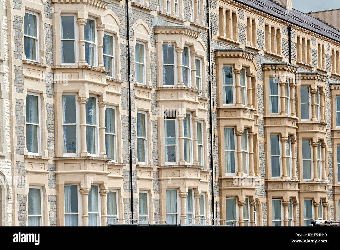 aberystwyth wales bed and breakfast and hotel facade in the promenade close ups of the architecture Stock Photo