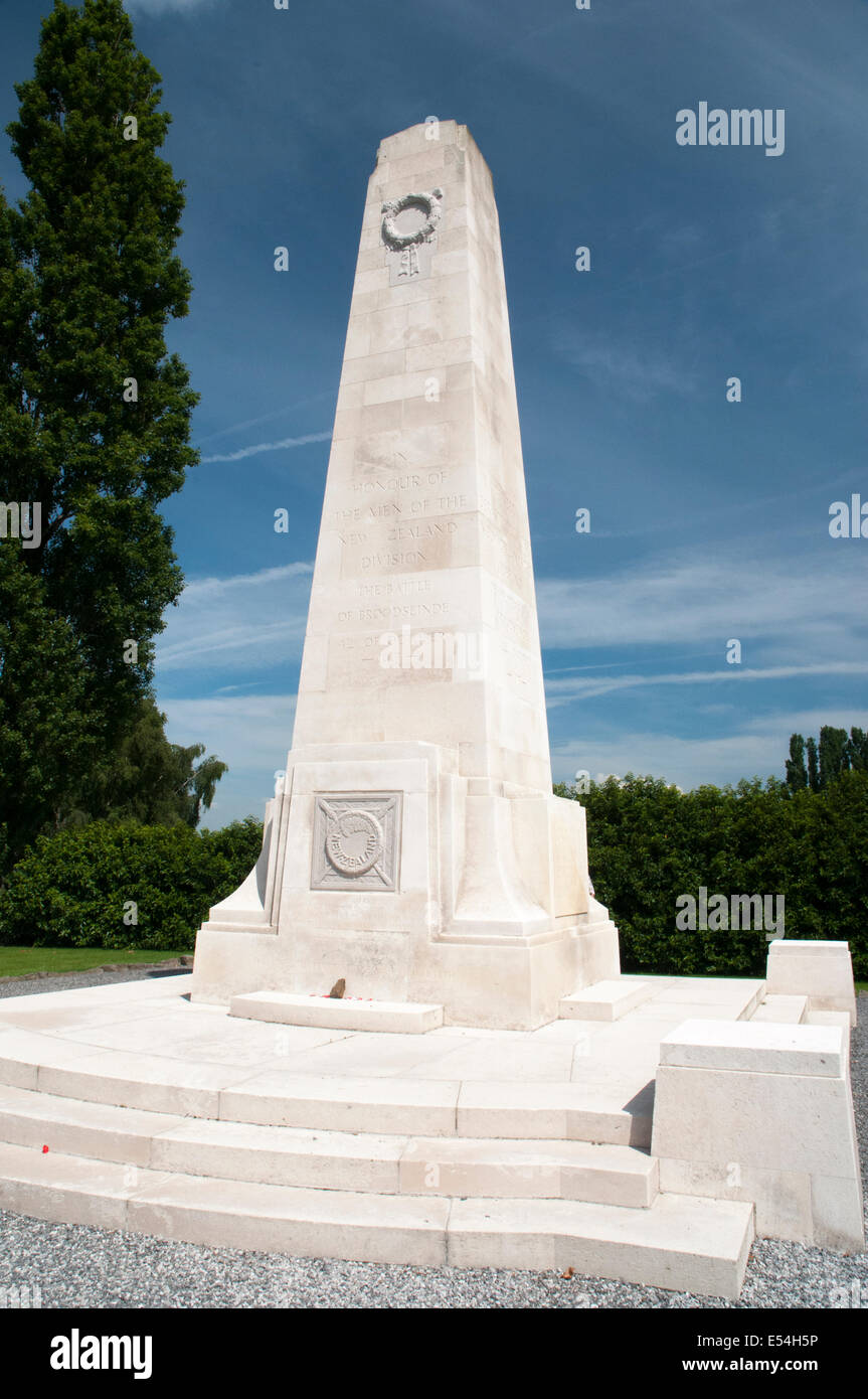 New Zealand Memorial at  's Graventafel, Zonnebeke, in the Ypres Salient, Belgium Stock Photo