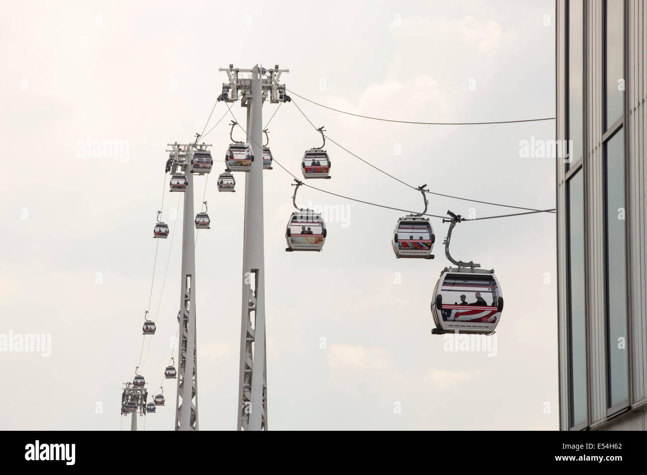 The Emirates AirLline cable car on the Royal Victoria Dock, London, UK. Stock Photo