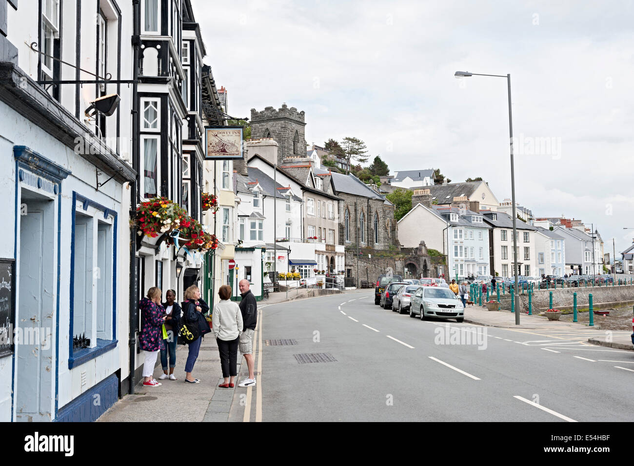 aberdovey aberdyfi wales street scene and dovey inn sign Stock Photo