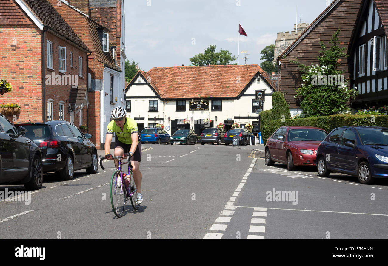 Cyclist in Bray on Thames village Berkshire England UK Stock Photo
