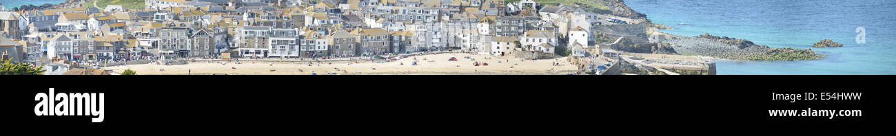 St Ives harbour front panorama from above no 3482 Stock Photo