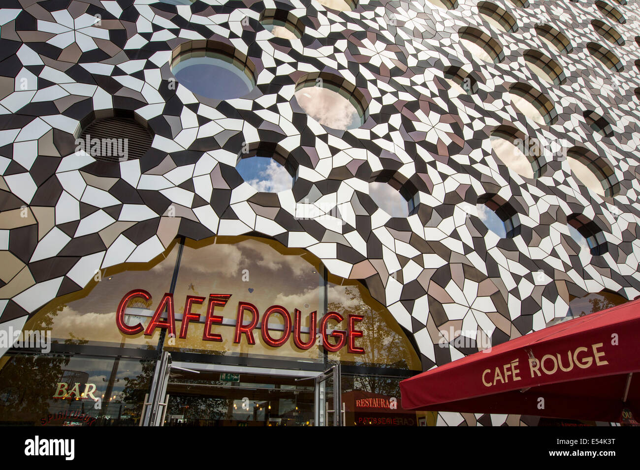 The Cafe Rouge in the Ravensbourne, College of Design and Communication, near the O2 Arena in  Greenwich, London, UK. Stock Photo