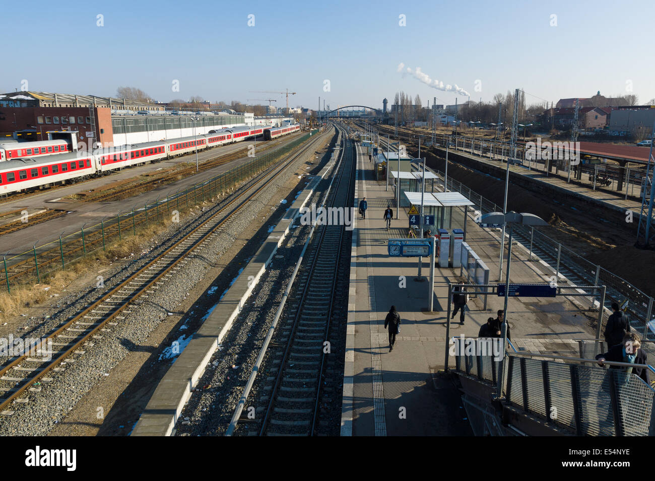 Construction of a new station Warschauer Strasse - transportation hub of public transport lines S-Bahn and U-Bahn Stock Photo