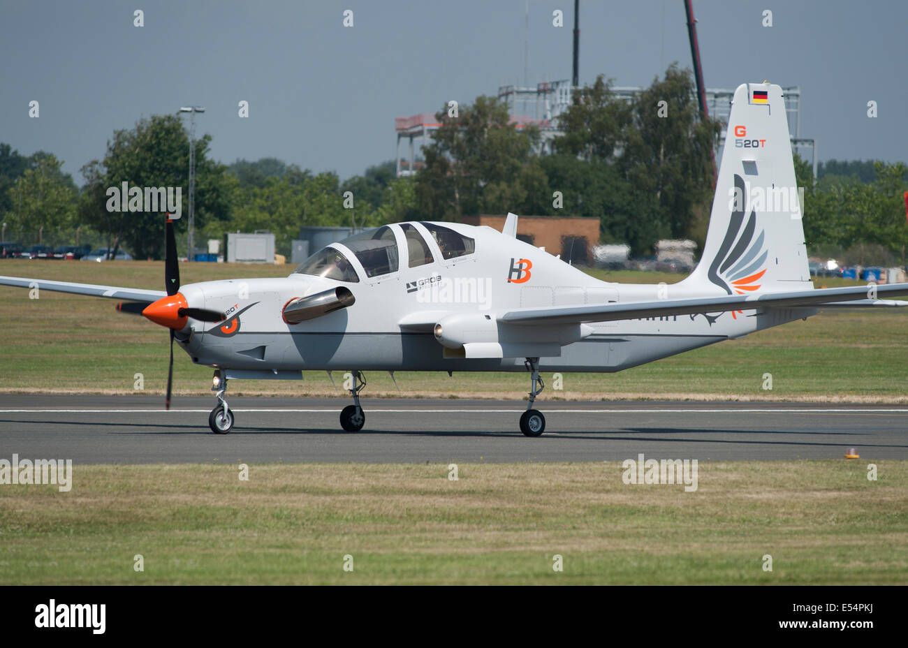 Grob G-520T Egrett II reconnaissance aircraft, Farnborough International Airshow 2014 Stock Photo