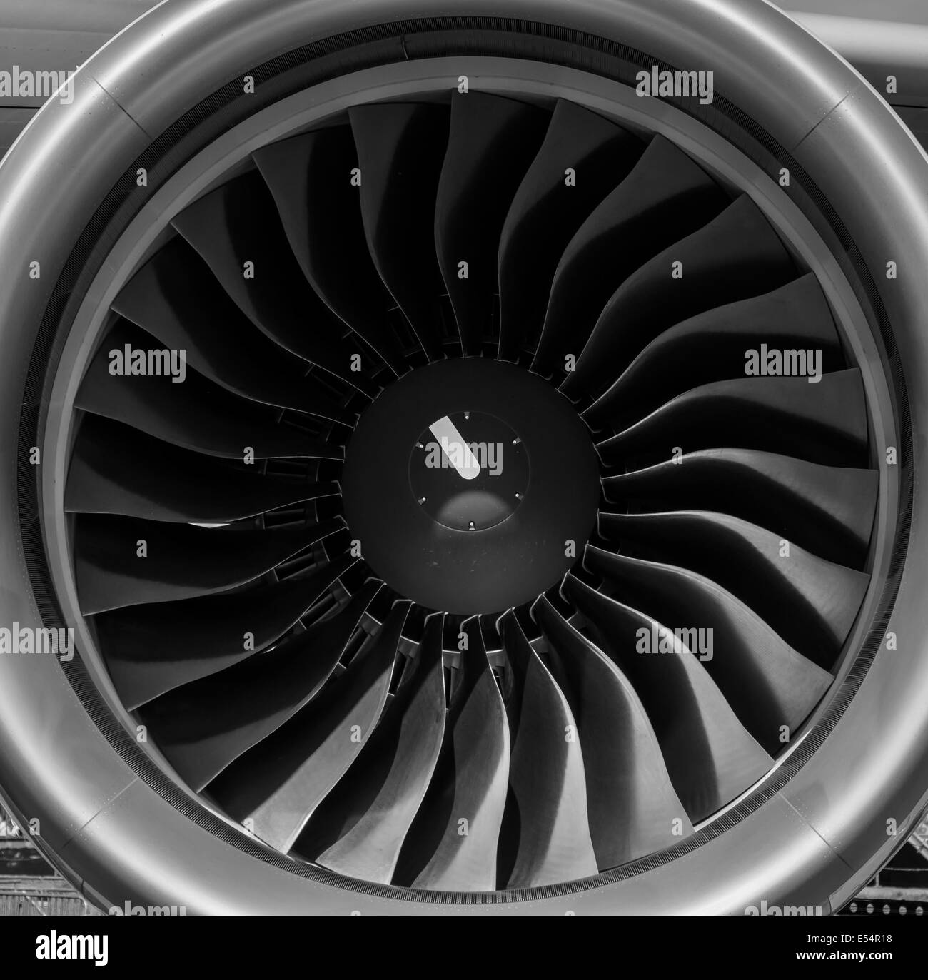 Turbofan jet engine close up. Black and white Stock Photo - Alamy