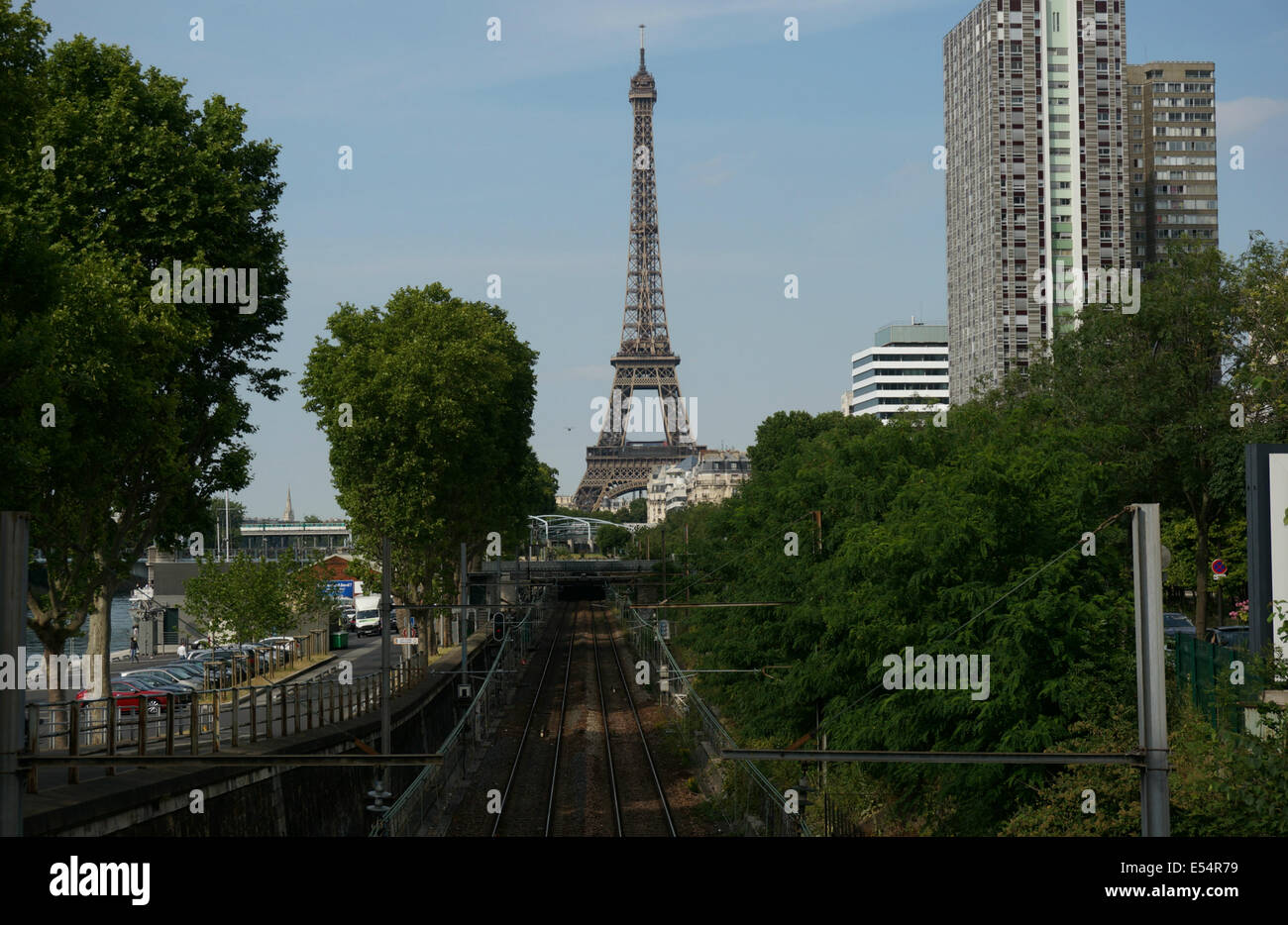 Paris metro subway line direct to the Eiffel Tower Stock Photo
