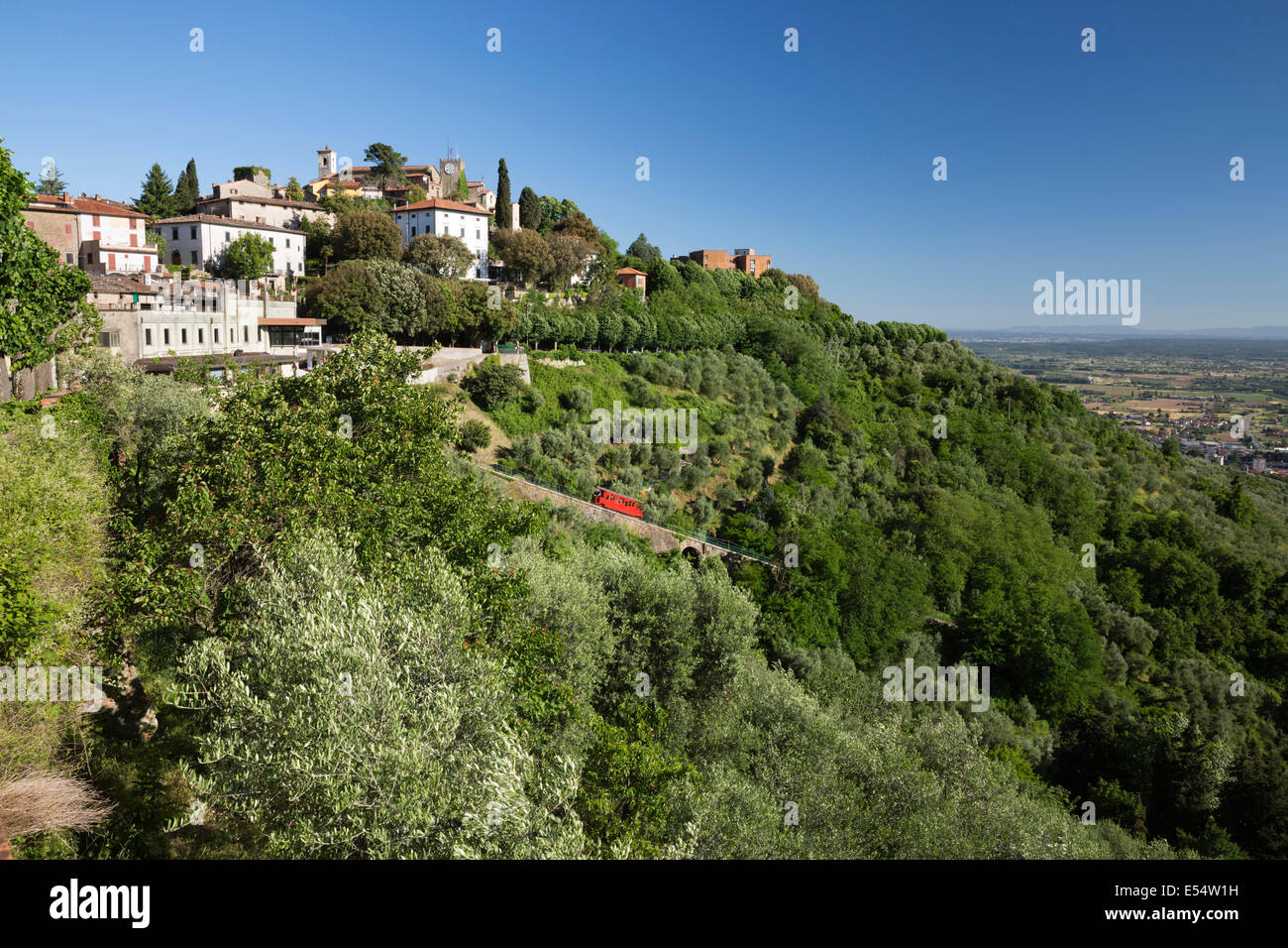 Funicular below hill top town, Montecatini Alto, Tuscany, Italy, Europe Stock Photo