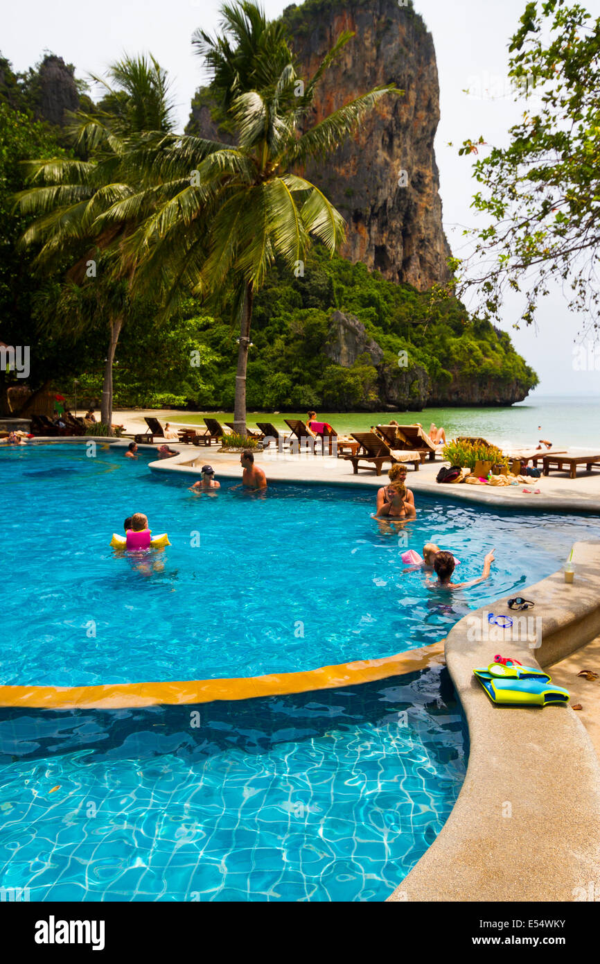 Railay Bay Resort & Spa hotel.  Railay West Beach. Railay. Krabi province, Thailand, Asia. Stock Photo