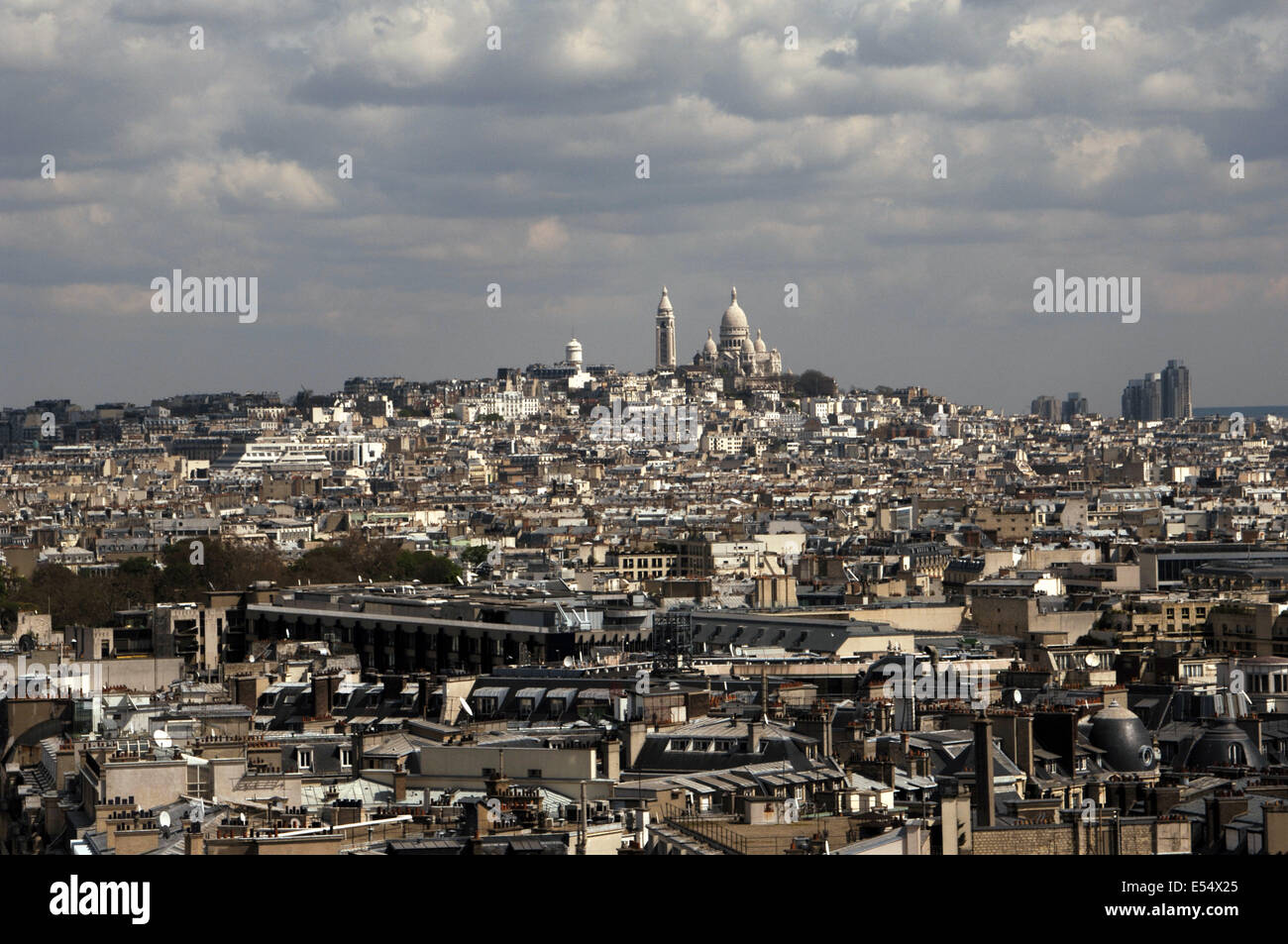 France. Paris. Panoramic of the city with the Basilica of the Sacred Heart. Stock Photo
