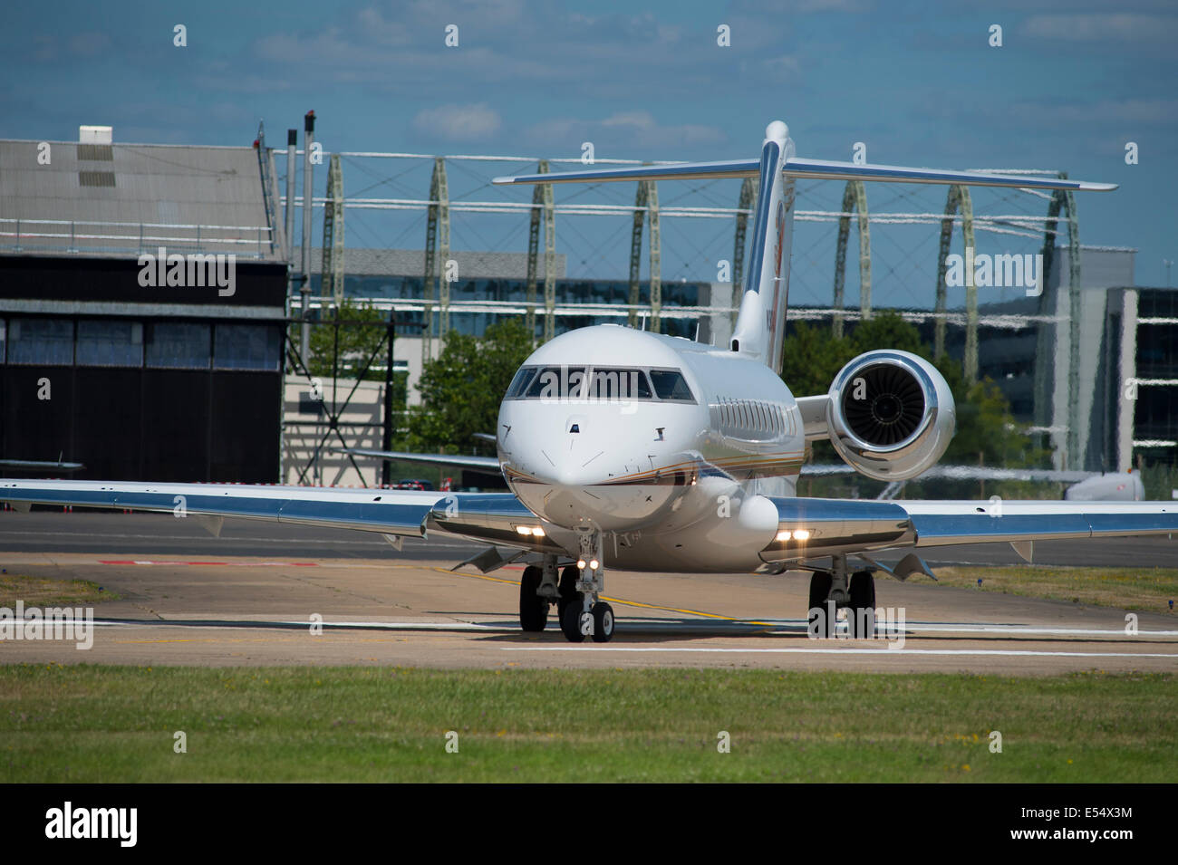 VIP Jet airliner on the runway, Farnborough International Airshow 2014 ...