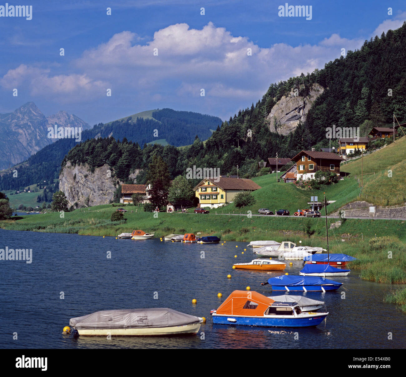 View of mountain landscape showing Lake Lucerne, Lucerne, Switzerland ...