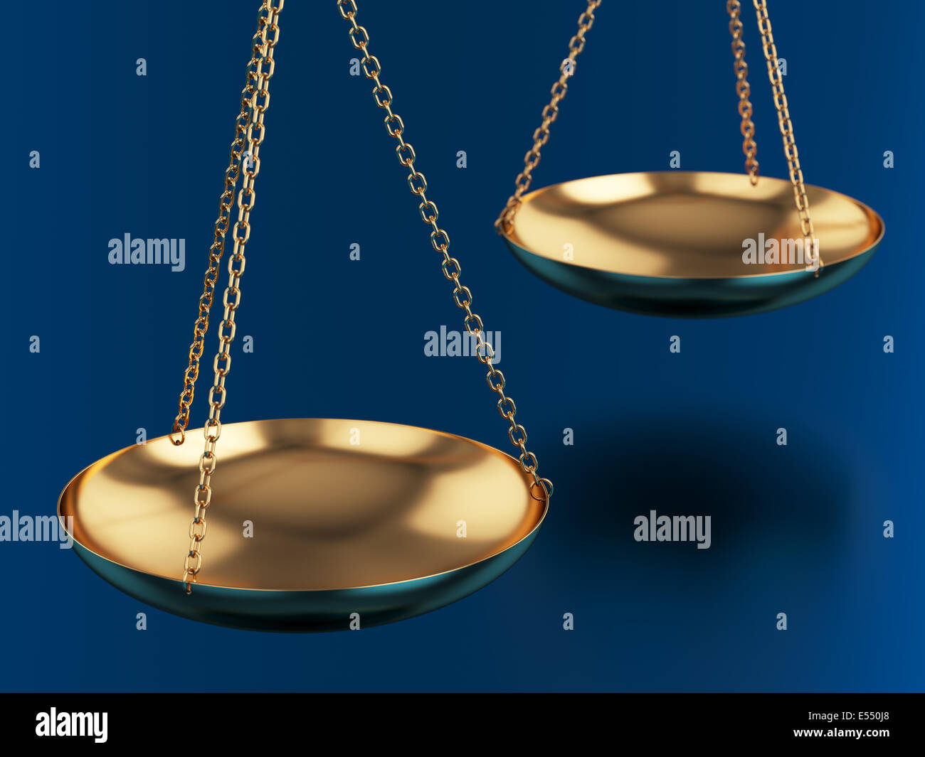 3d render of golden scales on blue background Stock Photo - Alamy