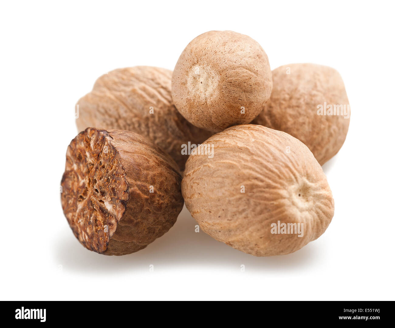 nutmeg fruits  isolated on a white background Stock Photo