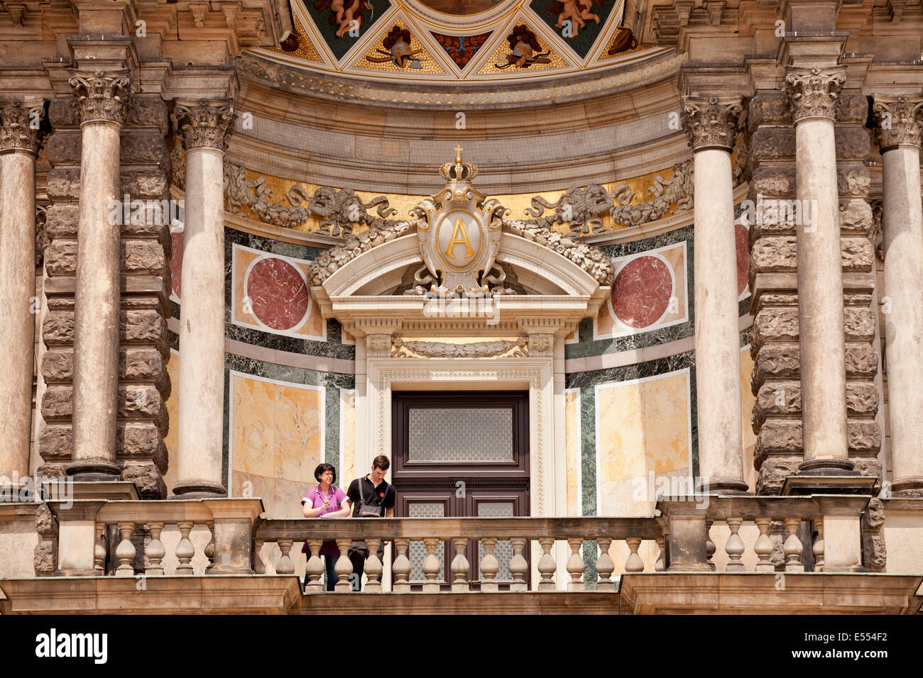 balcony of the Semperoper in Dresden, Saxony, Germany, Europe Stock Photo