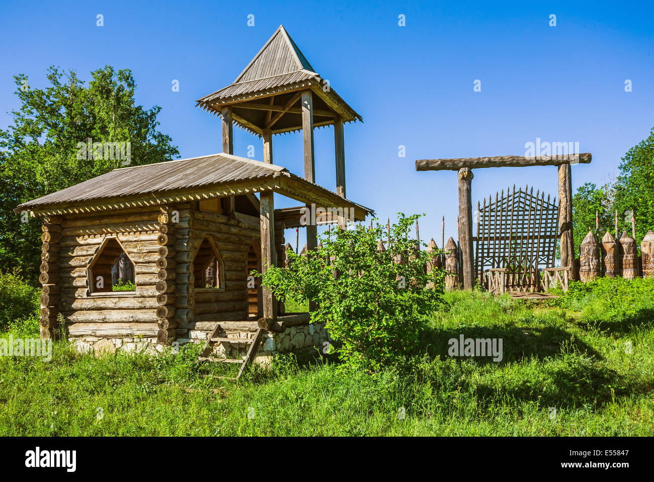 The wooden house in a countryside in Russia Stock Photo - Alamy