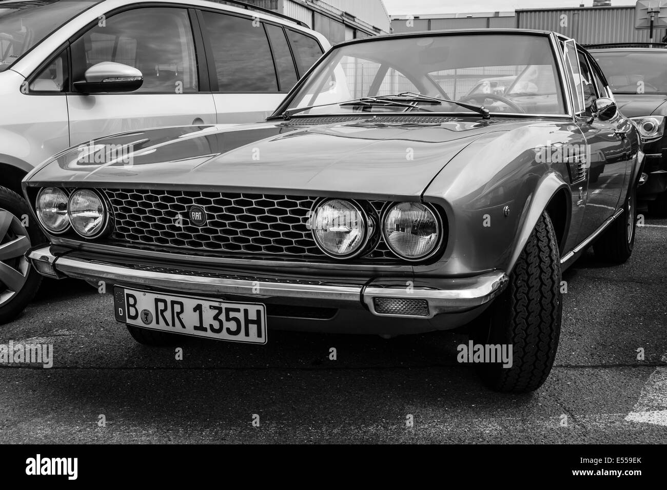 Sports coupe Fiat Dino 2000 (Type 135), 1968. Black and white. 27th Oldtimer Day Berlin - Brandenburg Stock Photo