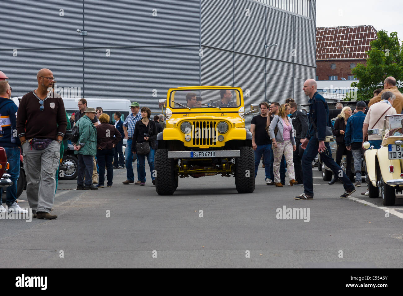 A compact four-wheel drive off-road and sport utility vehicle (SUV), Jeep Wrangler. 27th Oldtimer Day Berlin - Brandenburg Stock Photo