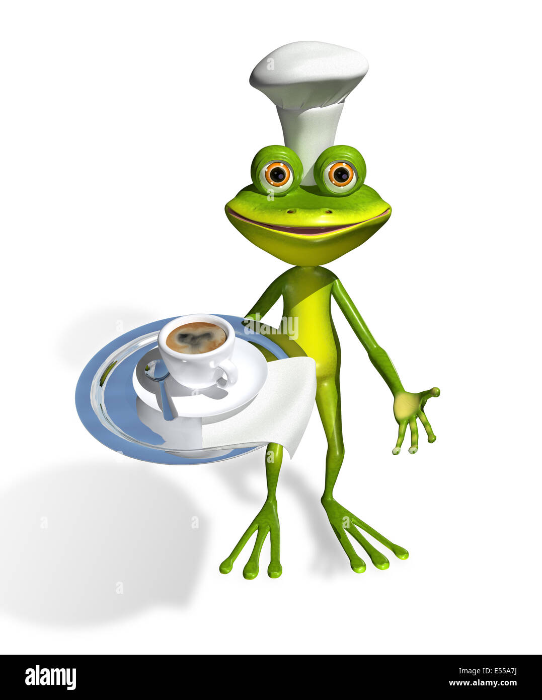 abstract illustration frog with a cup of coffee Stock Photo - Alamy