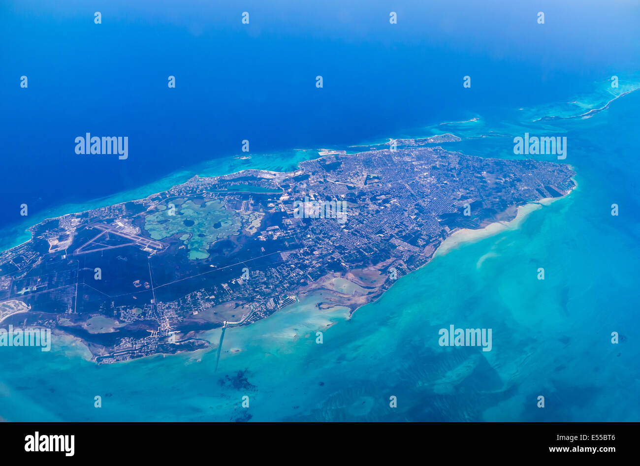Abstract aerial view of island in the Caribbean Sea Stock Photo