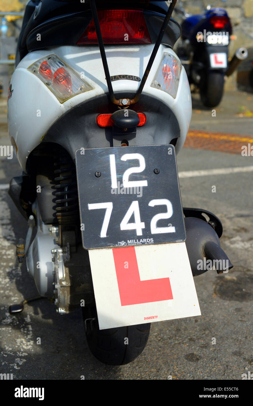 Scooter with L plate Stock Photo