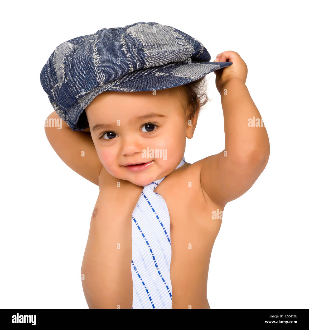 Funny little African baby boy with hat and tie Stock Photo Alamy