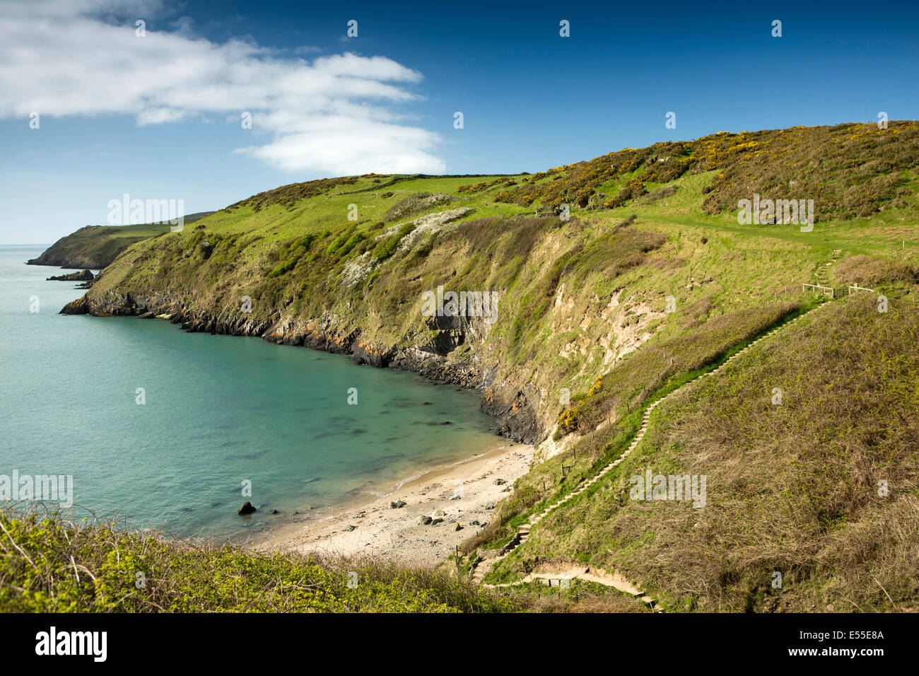 UK, Wales, Gwynedd, Lleyn peninsula, Aberdaron, Wales Coast Path at Porth Simdde Stock Photo