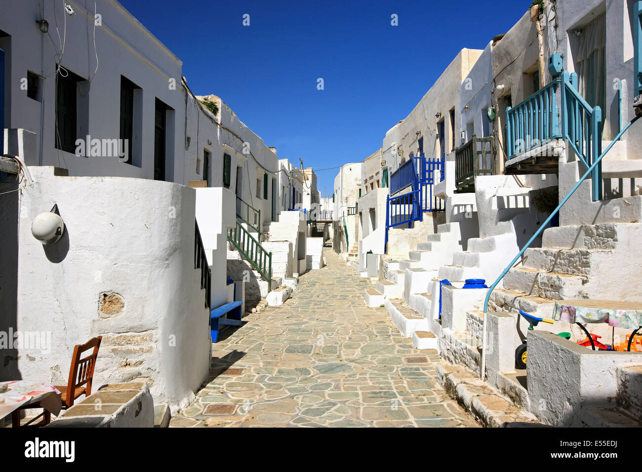 Greece, Folegandros island. The central alley in the Castle of the ...