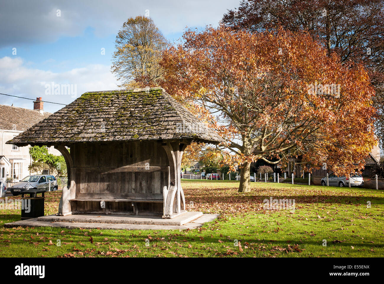 Shelter on the village green in Holt Wiltshire UK Stock Photo
