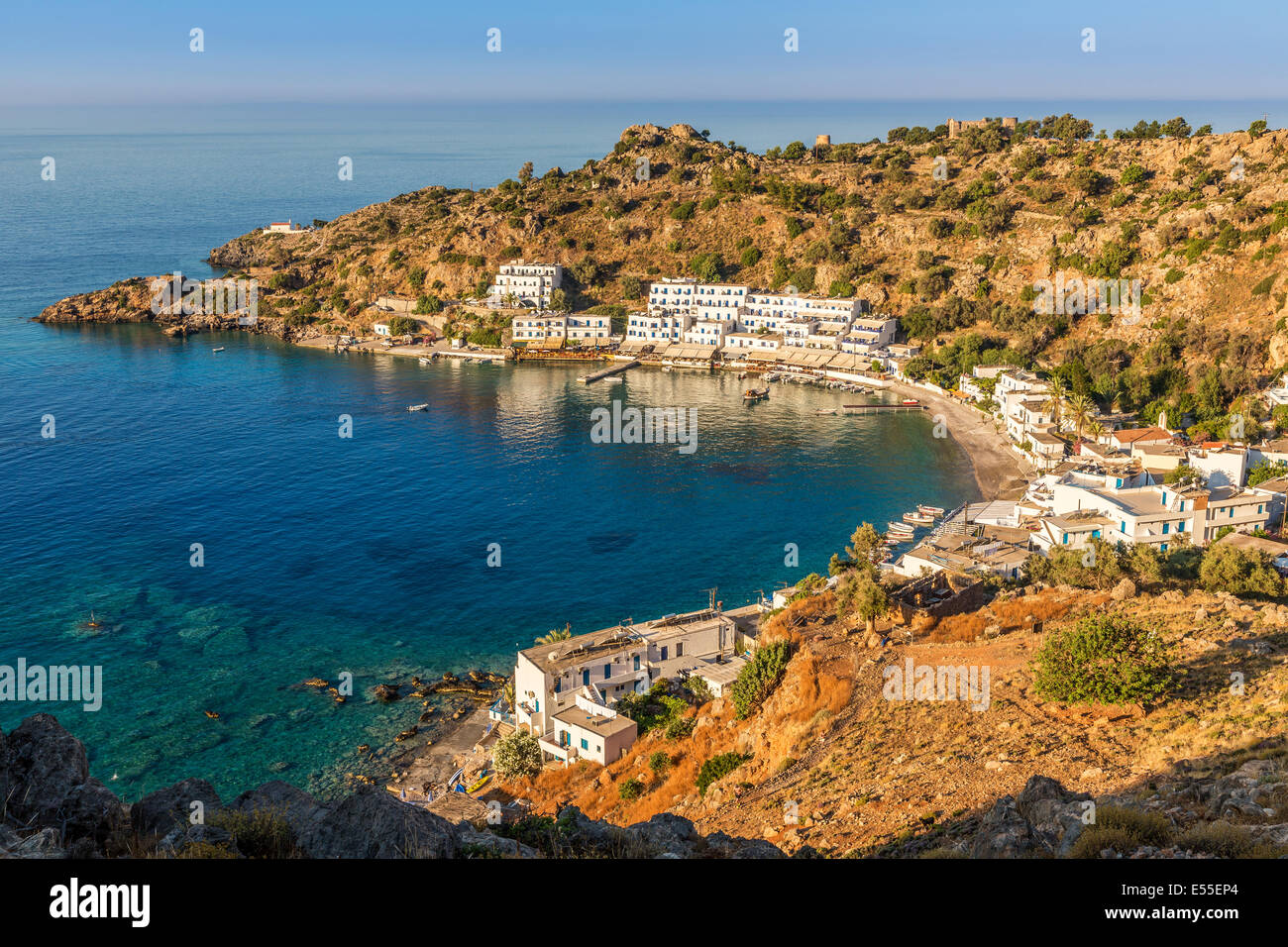 Loutro, little village accessible only by the sea, Crete, Greece Stock Photo
