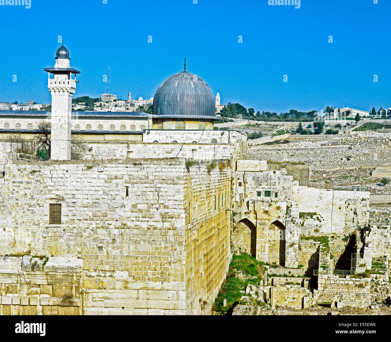 View of the Al-Aqsa Mosque located in the Old City of Jerusalem, Israel Stock Photo