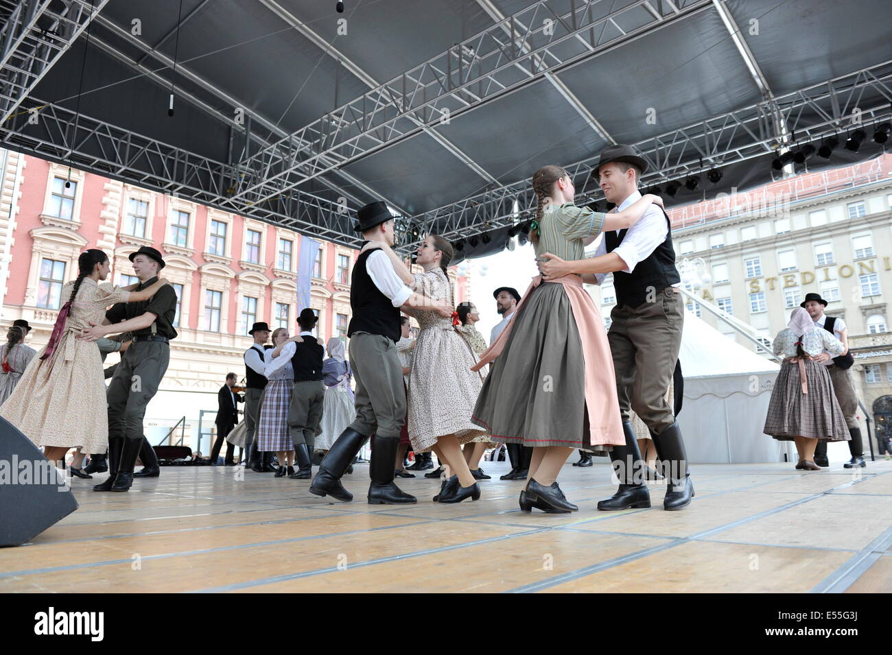 Members of folk groups Nograd from Salgotarjan, Hungary during the 48th