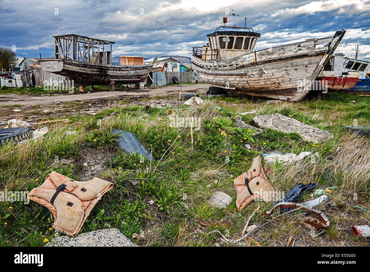 Old Boat Scrap Yard Stock Photo Alamy