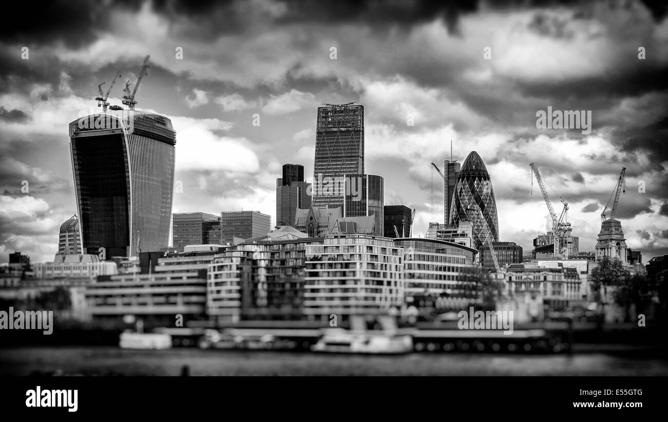 London City Skyline from South of the River Thames, London, Britain. Stock Photo