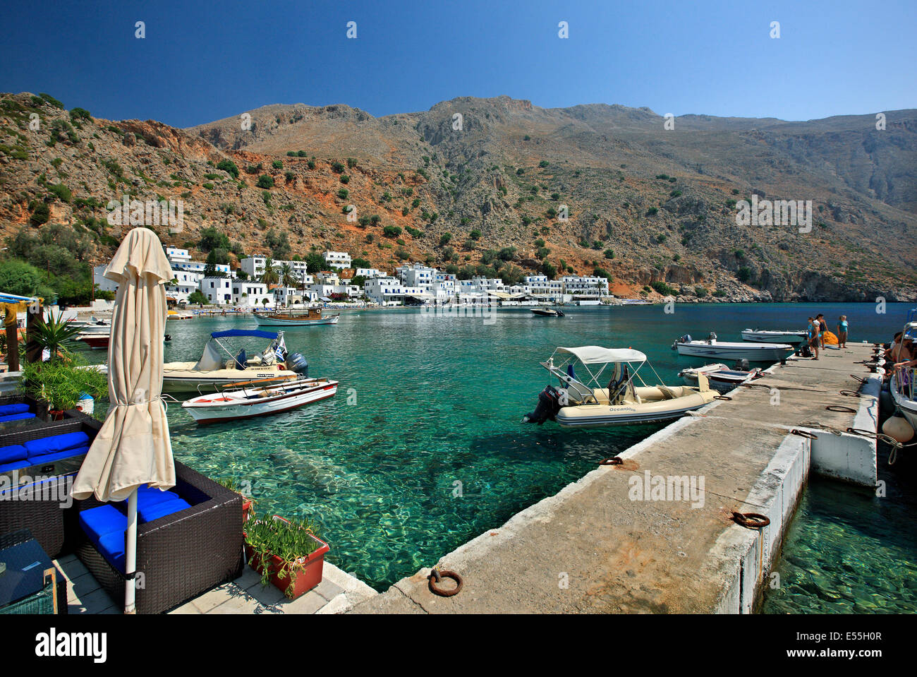 Beautiful Loutro village, accessed only by boat or on foot! Sfakia,Chania, Crete, Greece Stock Photo