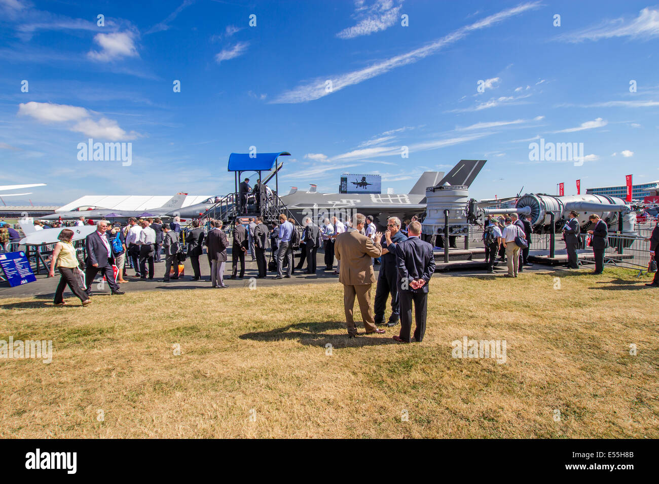 F3-5 JSF joint strike fighter Lightning ll Engine and airframe display At Farnborough International Air Show July 15th 2014 Stock Photo
