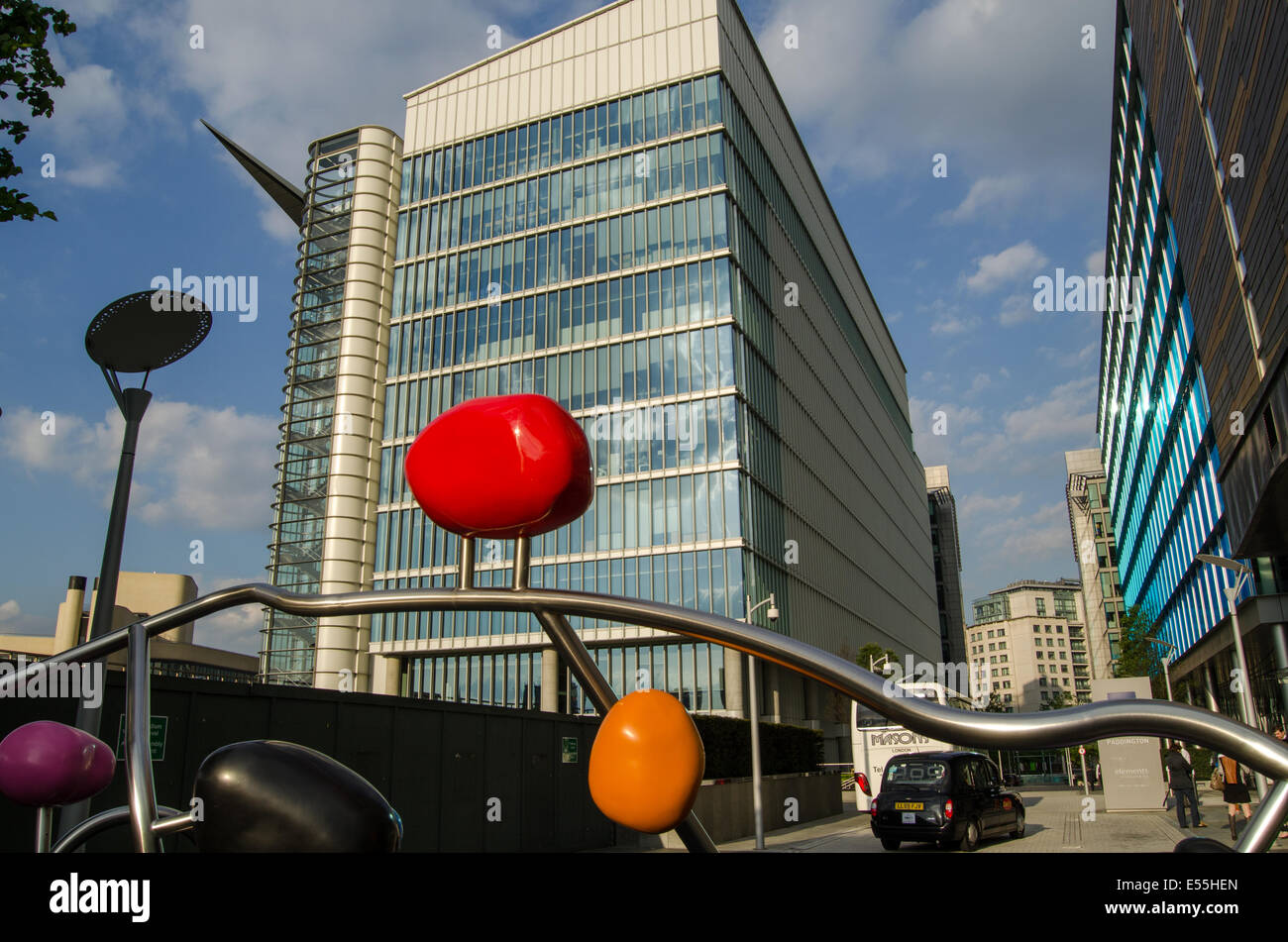 LONDON, ENGLAND  MAY 15, 2014: London Headquarters of the pharmaceutical company AstraZeneca in Paddington. Stock Photo