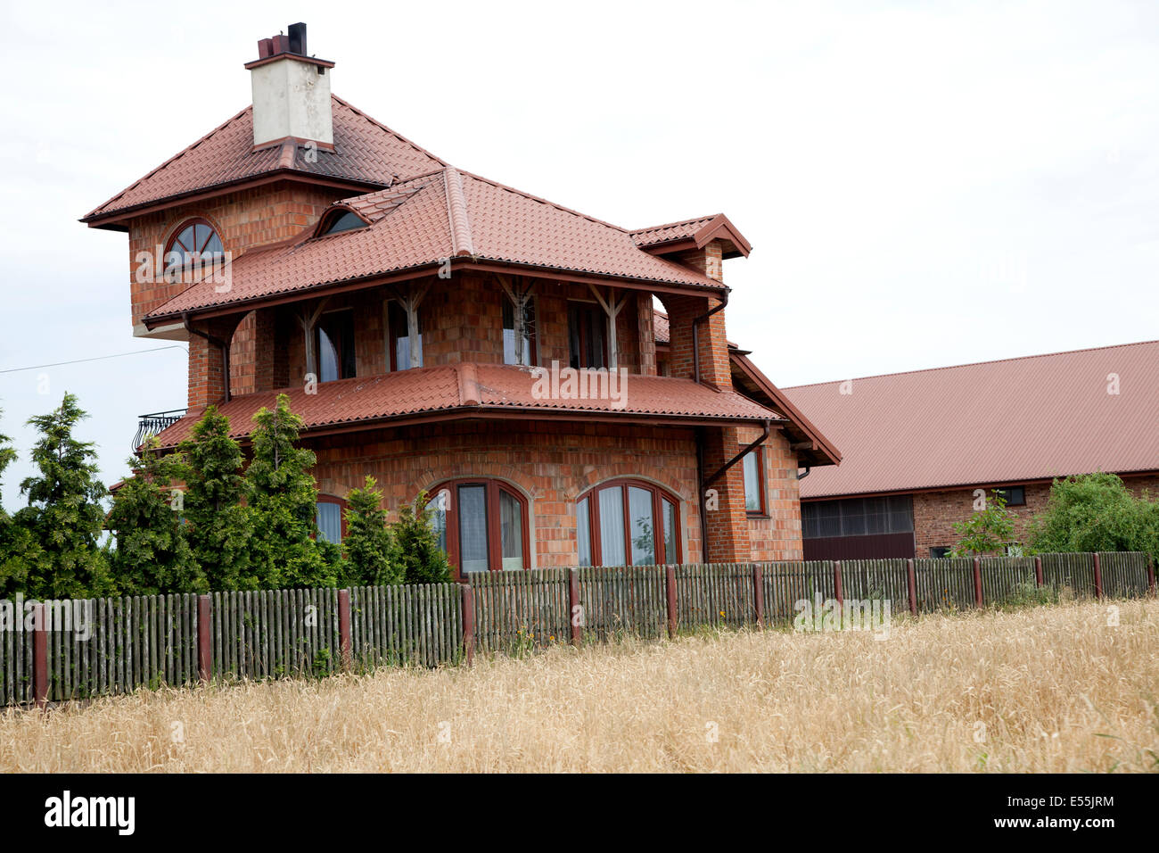 Modern three story Polish house. Rawa Mazowiecka Poland Stock Photo