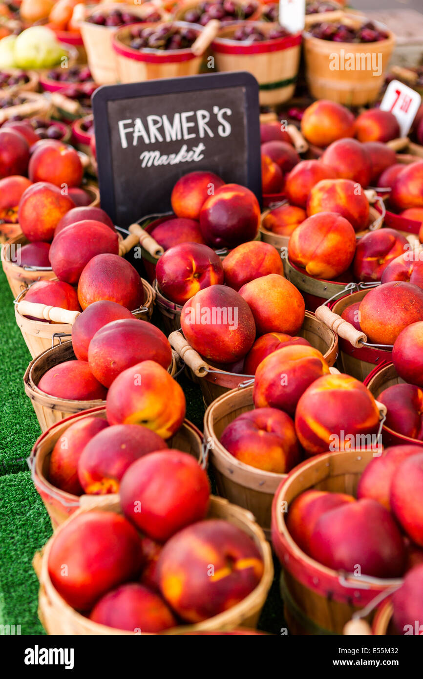 Fresh organic produce on sale at the local farmers market Stock Photo ...