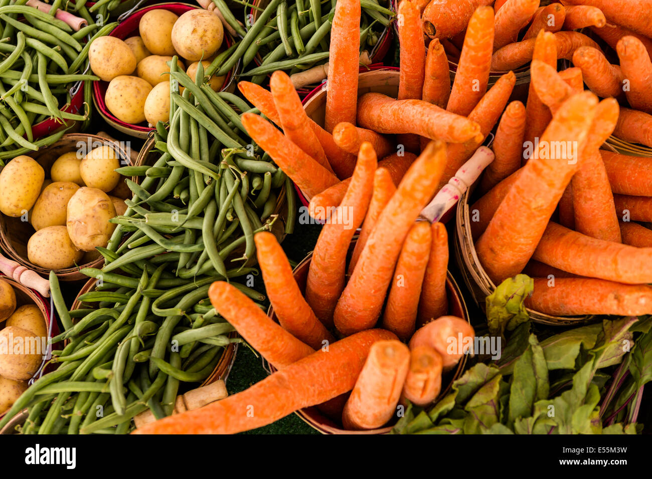 Fresh organic produce on sale at the local farmers market Stock Photo ...