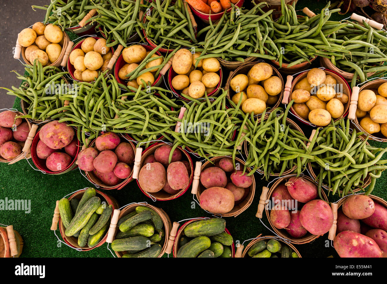 Fresh organic produce on sale at the local farmers market Stock Photo ...