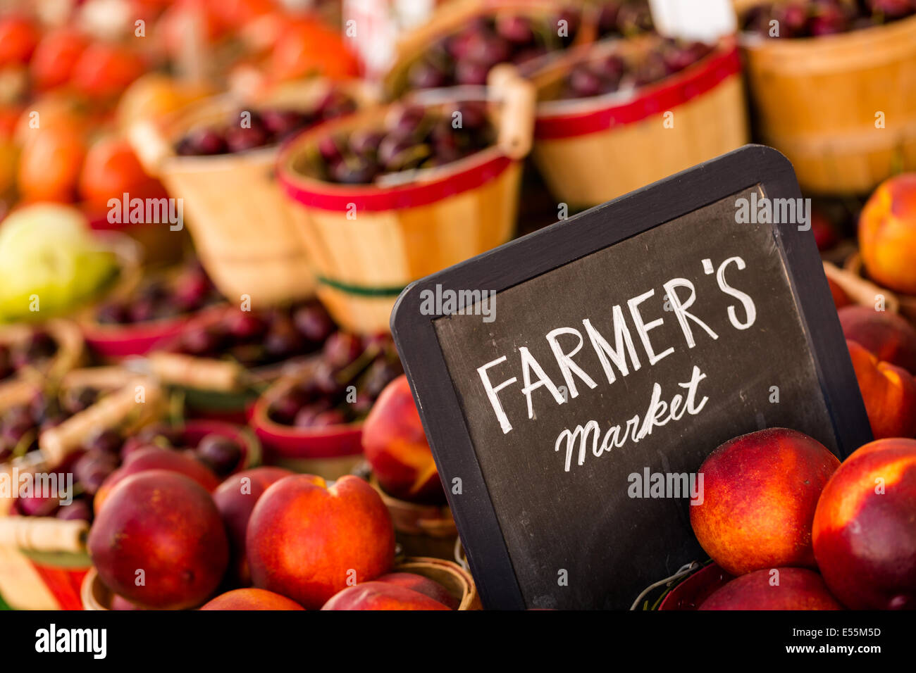 Fresh organic produce on sale at the local farmers market Stock Photo ...