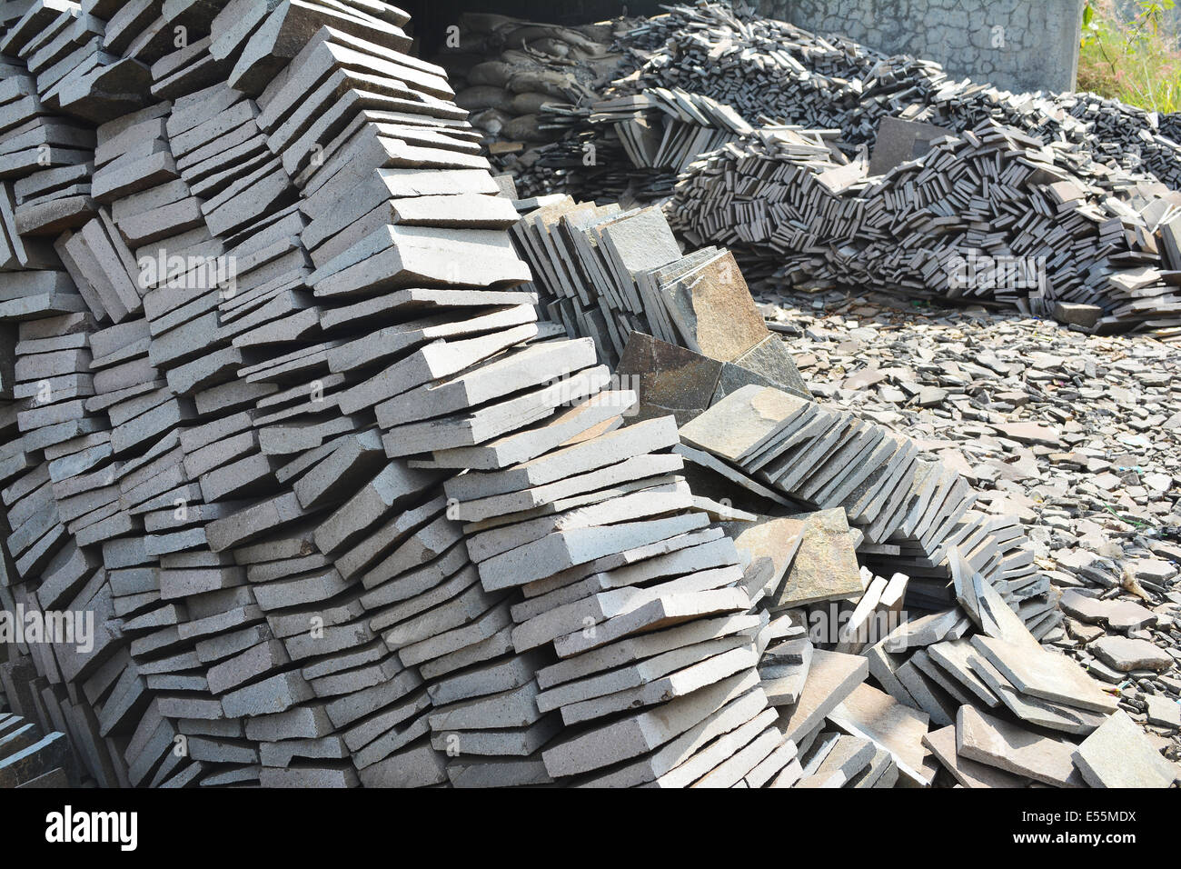 Stack of Shale stone for home decorating ready to sell. Stock Photo