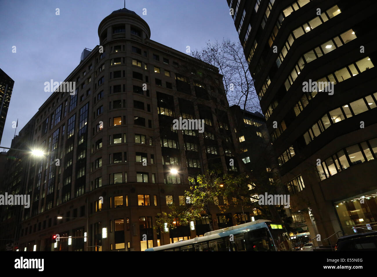 Sydney Central Business District (CBD) at night Stock Photo